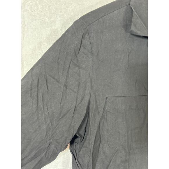 Anna and Frank Button Up Large Black 100% Silk Boxy - Picture 5 of 11